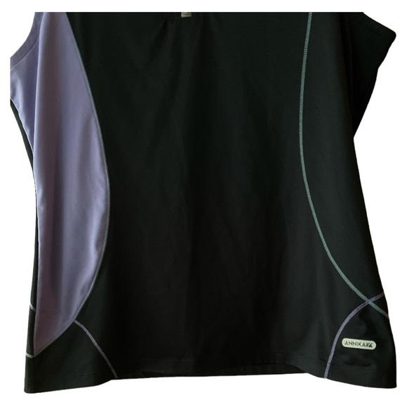 Annika Cutter & Buck Sleeveless Golf Polo Shirt 1/4 Zip Black Purple Size Large - Picture 3 of 7